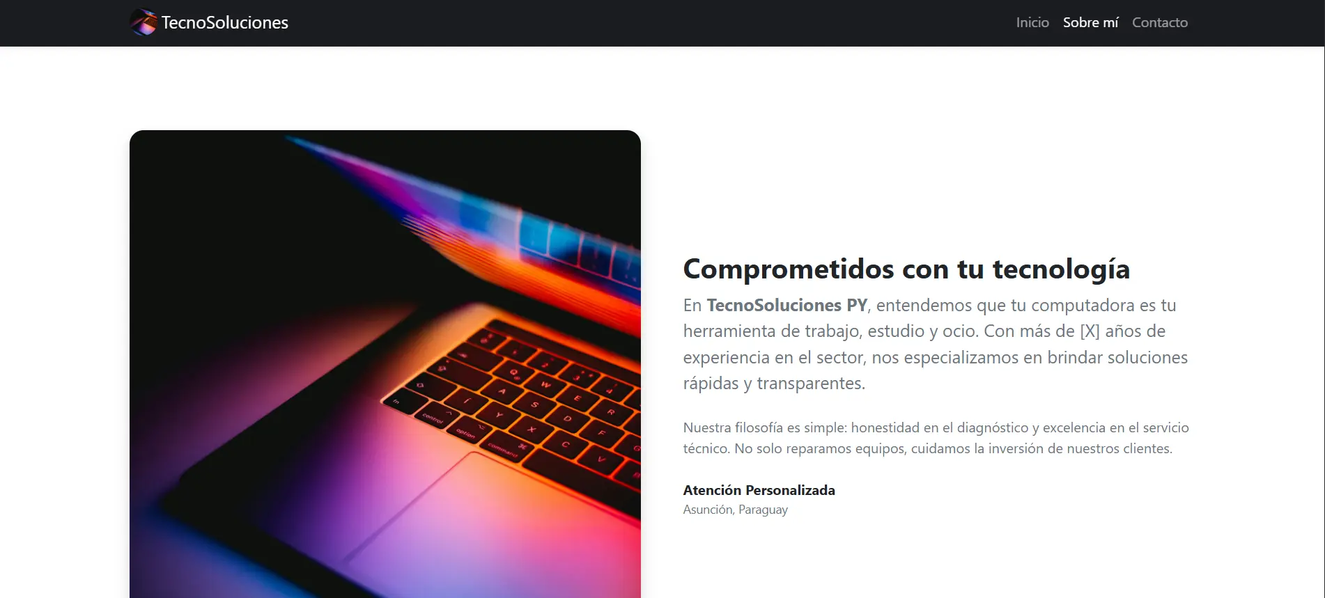 TecnoSoluciones - Página de sección sobre nosotros