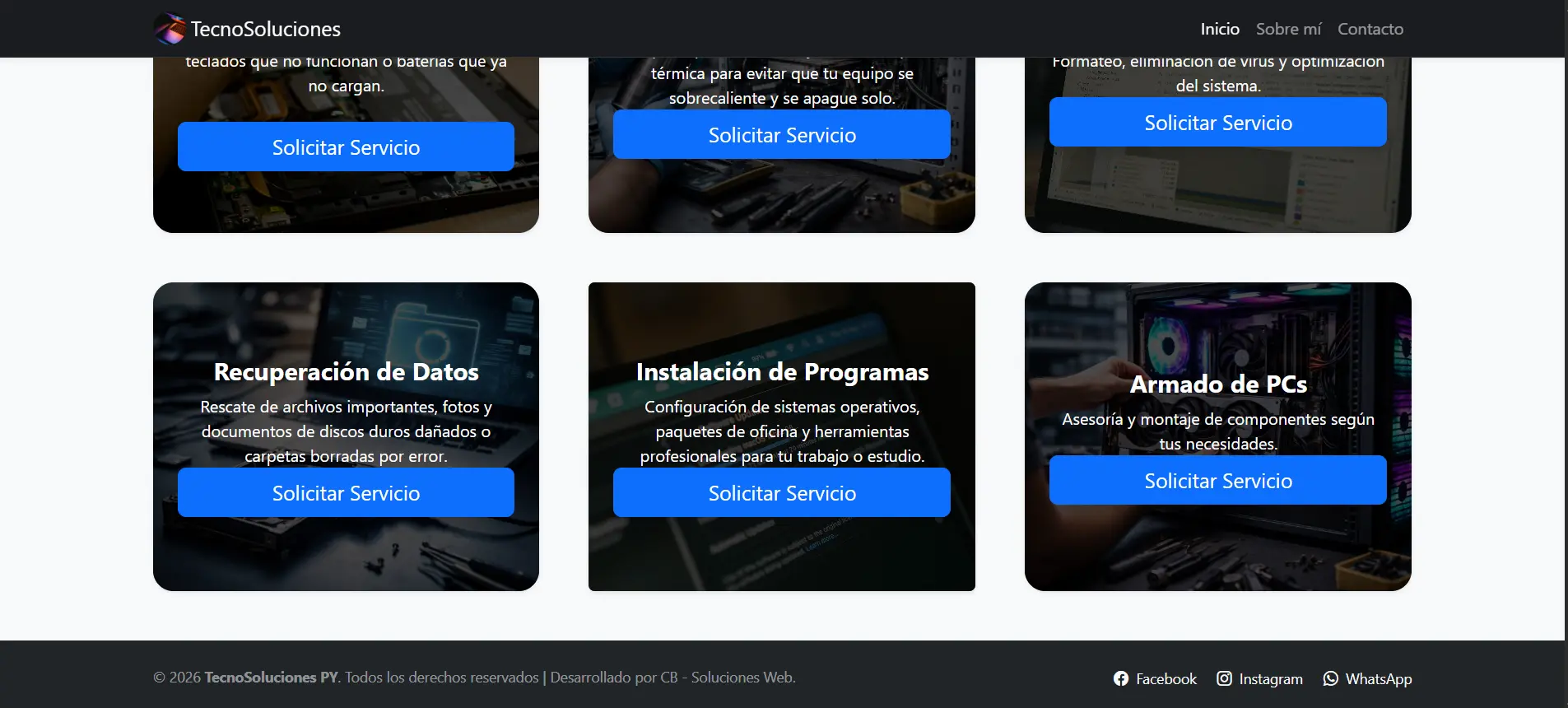 TecnoSoluciones - Página de servicios técnicos profesionales