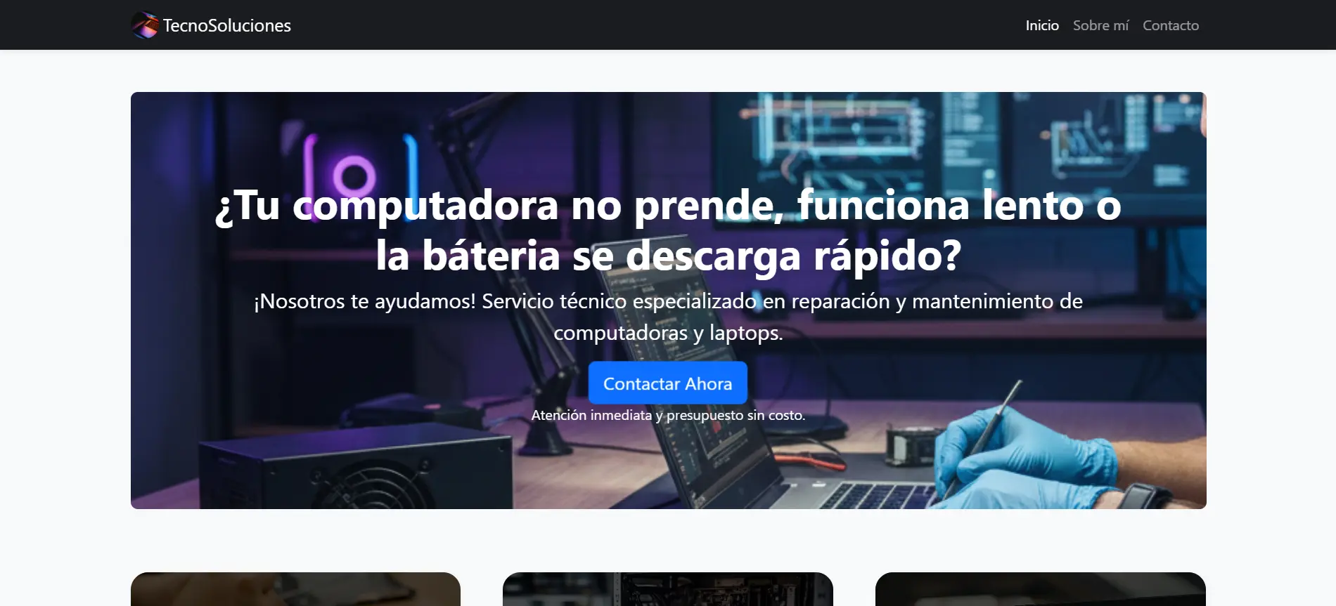 TecnoSoluciones - Página web de servicios técnicos profesionales
